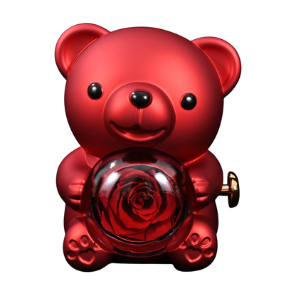 Rose Bear with Necklace – Engraved with Your Names