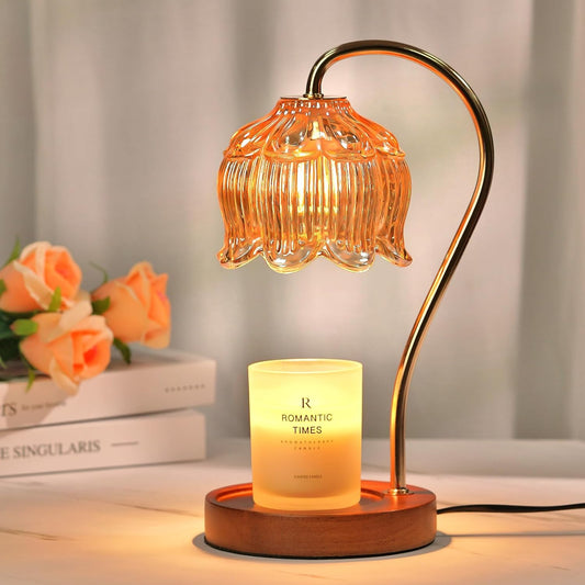 Flower Candle Warmer Lamp with Timer, Dimmable Candle Lamp Warmer, Valentines Birthday Gift for Women Her Mom, House Warming for New Home Decor, Lotus Wax Warmer for Jar Candles